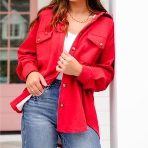 White Birch Vibrant Red Utility Jacket